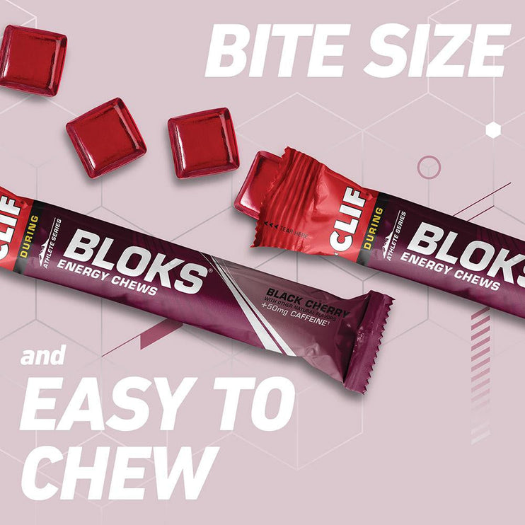 CLIF BLOKS BLACK CHERRY + 50mg Caffeine Energy Chews