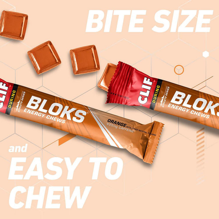 Clif Bloks Energy Chews – ORANGE + 25mg Caffeine