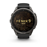 fenix 9 Pro - 43mm - Carbon Grey DLC Titanium with Black/Pebble Grey Silicone Band