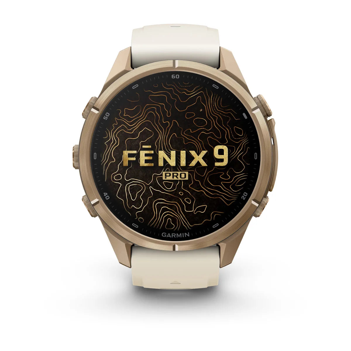 fenix 9 Pro - 43mm - Autumn Gold Titanium with Cream/French Gray Silicone Band