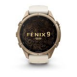 fenix 9 Pro - 43mm - Autumn Gold Titanium with Cream/French Gray Silicone Band