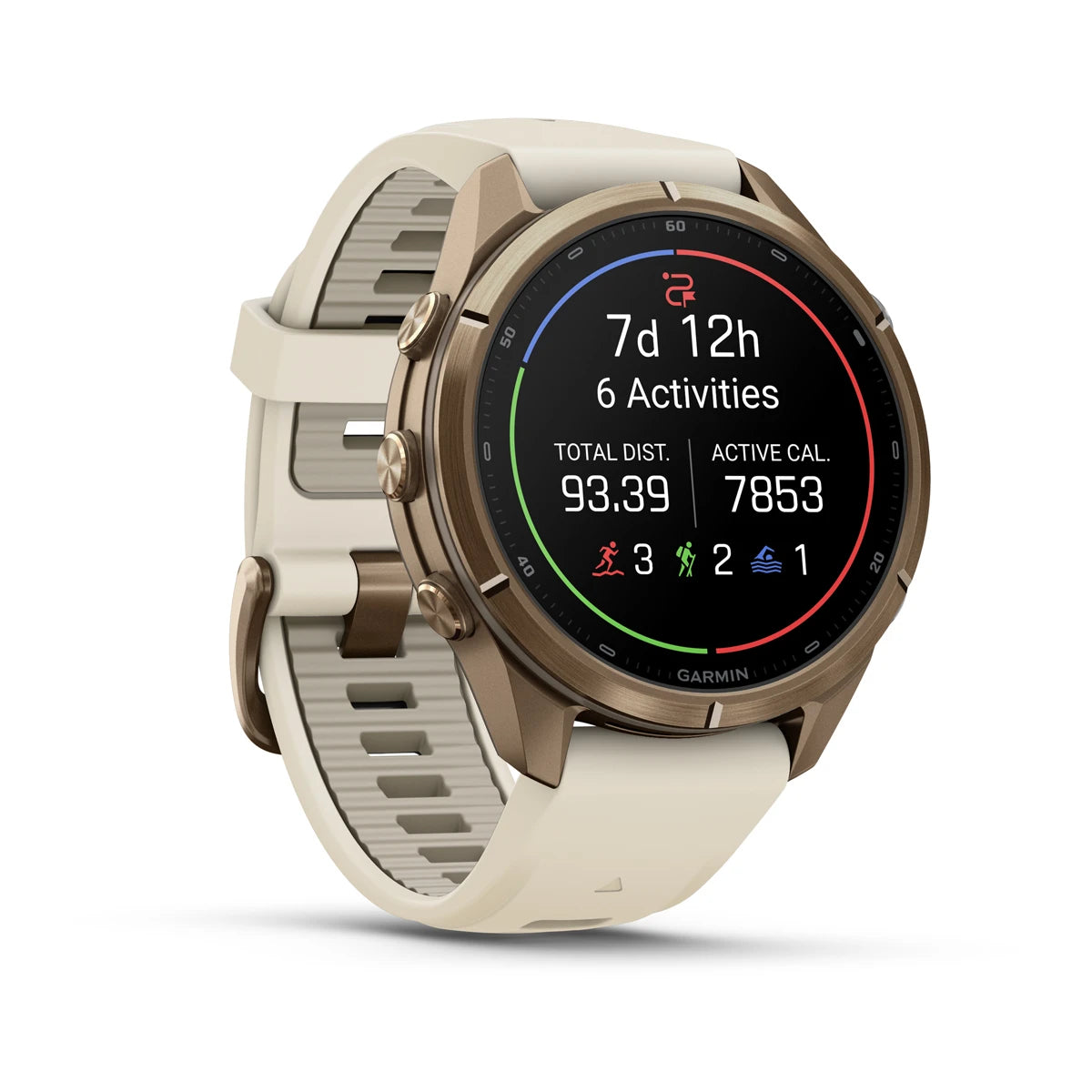 fenix 9 Pro - 43mm - Autumn Gold Titanium with Cream/French Gray Silicone Band