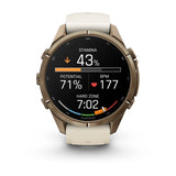 fenix 9 Pro - 43mm - Autumn Gold Titanium with Cream/French Gray Silicone Band