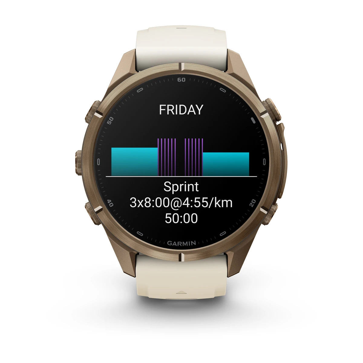 fenix 9 Pro - 43mm - Autumn Gold Titanium with Cream/French Gray Silicone Band