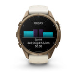 fenix 9 Pro - 43mm - Autumn Gold Titanium with Cream/French Gray Silicone Band