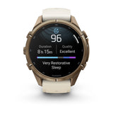 fenix 9 Pro - 43mm - Autumn Gold Titanium with Cream/French Gray Silicone Band