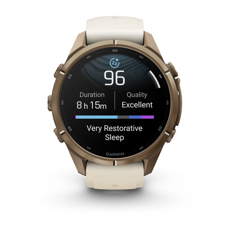 fenix 9 Pro - 43mm - Autumn Gold Titanium with Cream/French Gray Silicone Band
