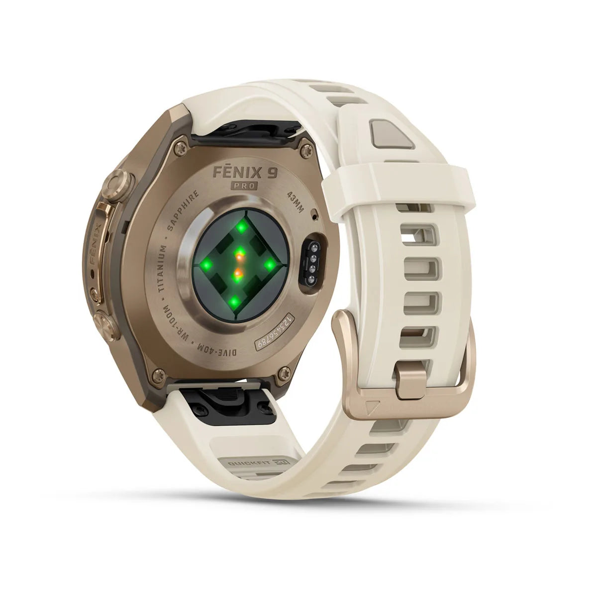 fenix 9 Pro - 43mm - Autumn Gold Titanium with Cream/French Gray Silicone Band
