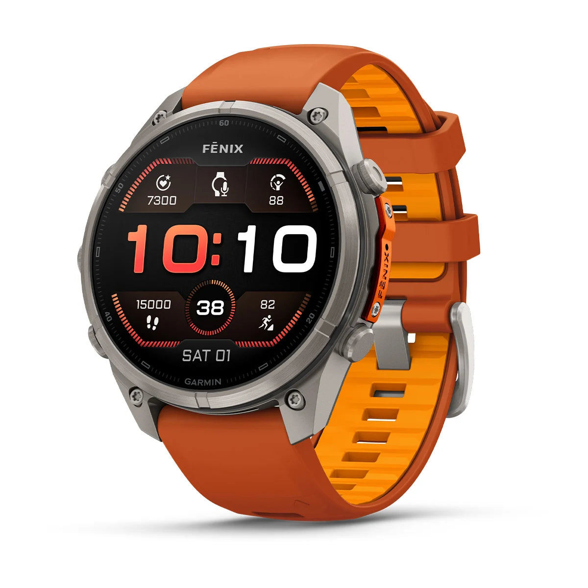 fenix 9 Pro - 47mm - Titanium with Autumn Orange/Spark Orange Silicone Band
