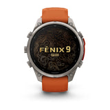 fenix 9 Pro - 47mm - Titanium with Autumn Orange/Spark Orange Silicone Band