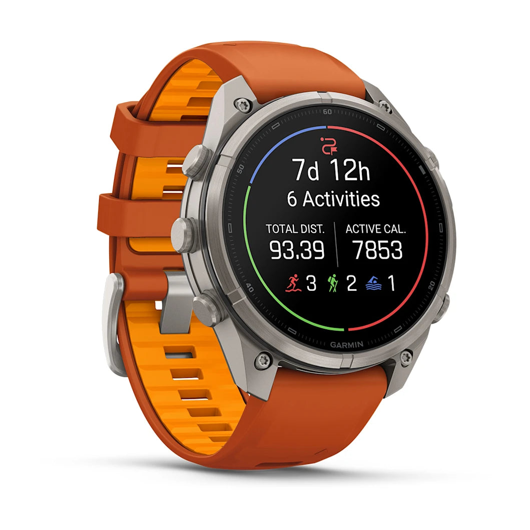 fenix 9 Pro - 47mm - Titanium with Autumn Orange/Spark Orange Silicone Band