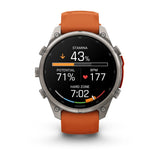 fenix 9 Pro - 47mm - Titanium with Autumn Orange/Spark Orange Silicone Band