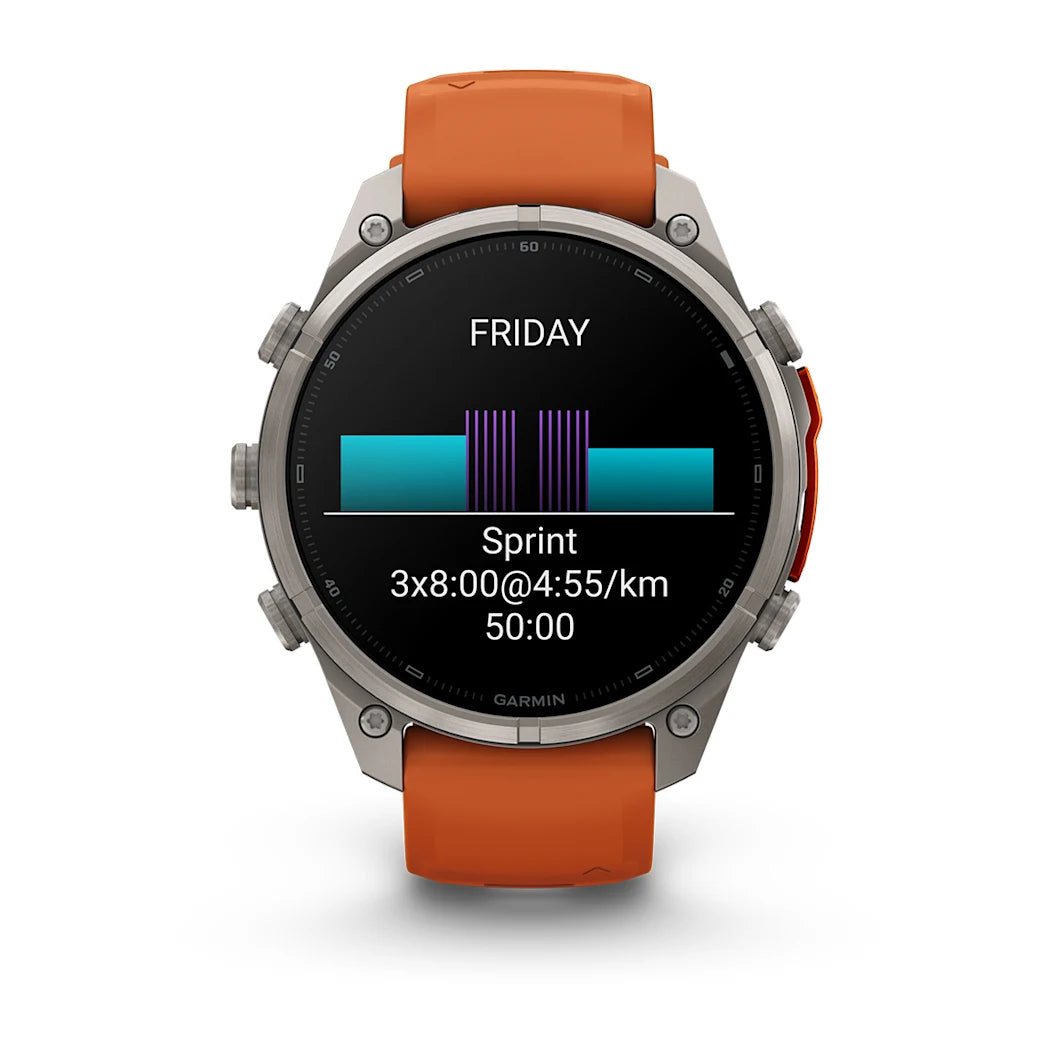 fenix 9 Pro - 47mm - Titanium with Autumn Orange/Spark Orange Silicone Band