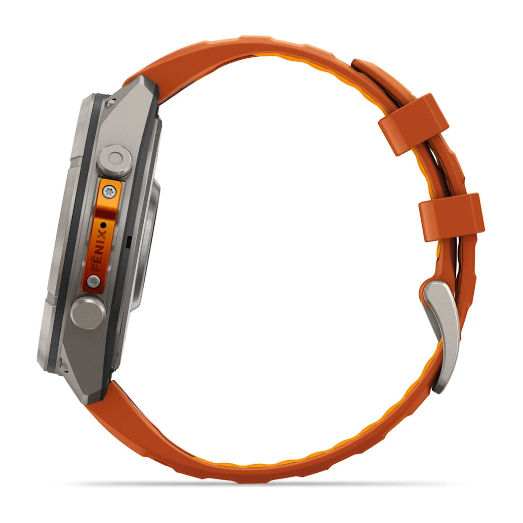 fenix 9 Pro - 47mm - Titanium with Autumn Orange/Spark Orange Silicone Band