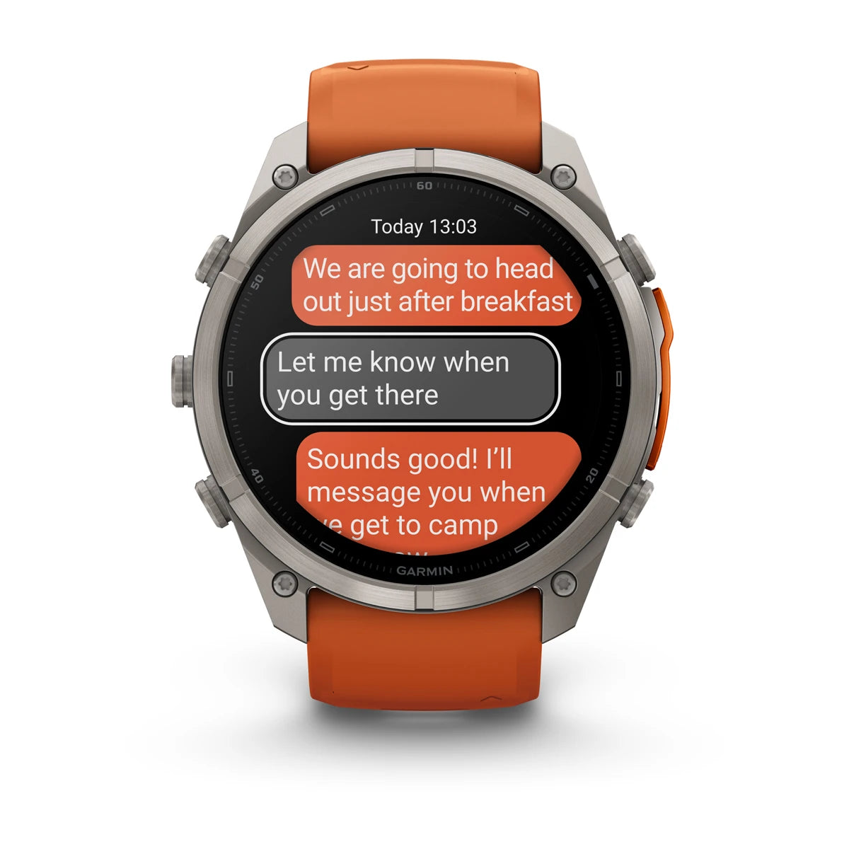 fenix 9 Pro – inReach - 51mm - Titanium with Autumn Orange/Spark Orange Silicone Band