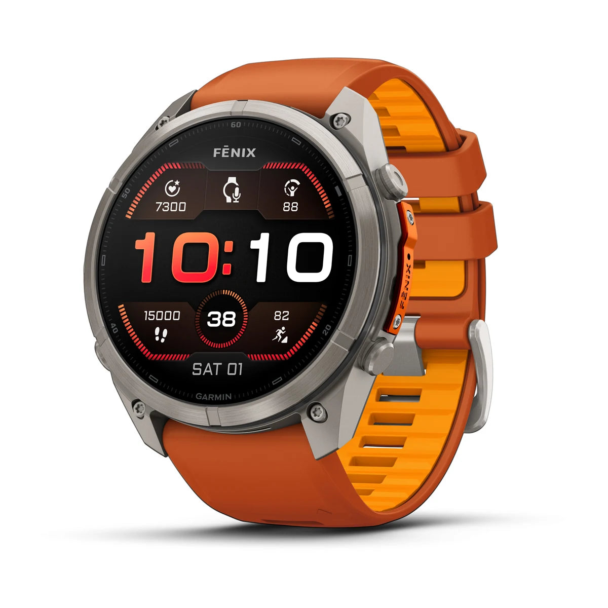 fenix 9 Pro - 51mm - Titanium with Autumn Orange/Spark Orange Silicone Band