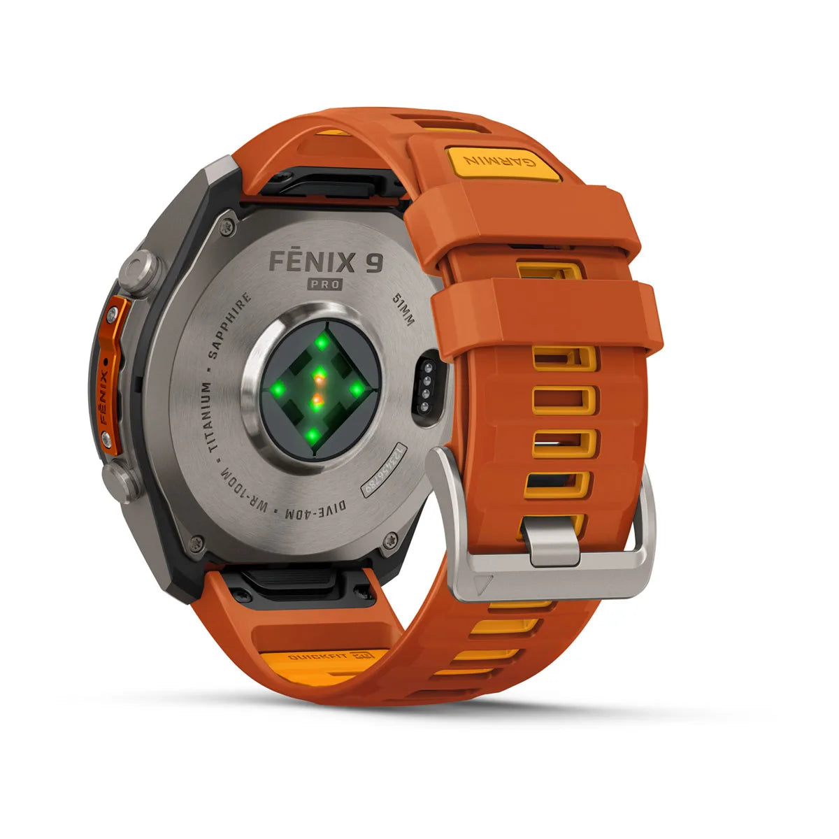 fenix 9 Pro - 51mm - Titanium with Autumn Orange/Spark Orange Silicone Band