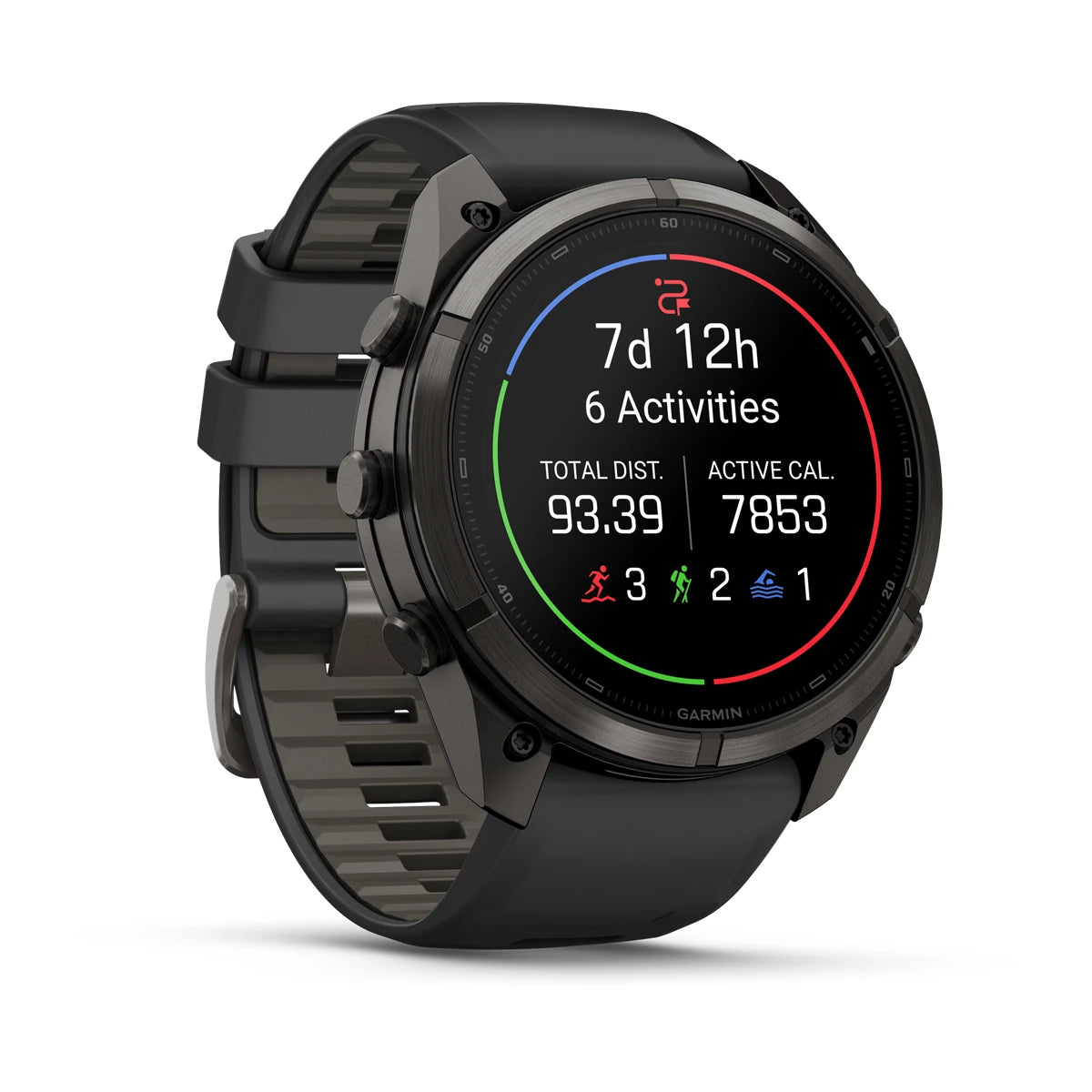 fenix 9 Pro – inReach - 51mm - Carbon Grey DLC Titanium with Black/Pebble Grey Silicone Band