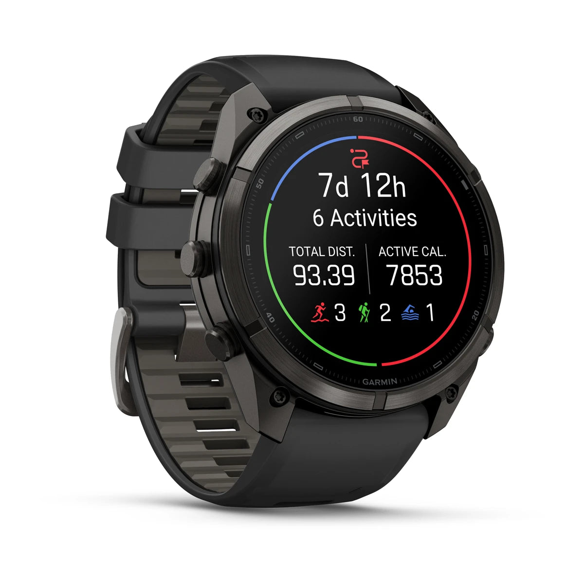 fenix 9 Pro - 51mm - Carbon Grey DLC Titanium with Black/Pebble Grey Silicone Band