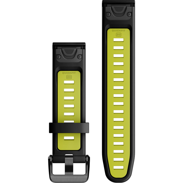 Garmin QuickFit 20 Watch Bands – Black/Electric Lime Silicone