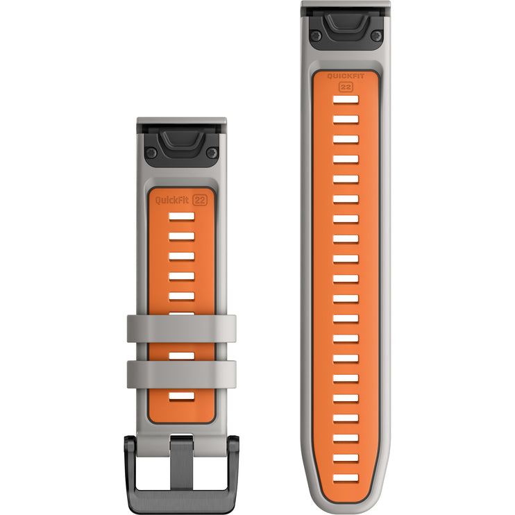 Garmin QuickFit 22 Watch Band – Fog Grey/Ember Orange Silicone