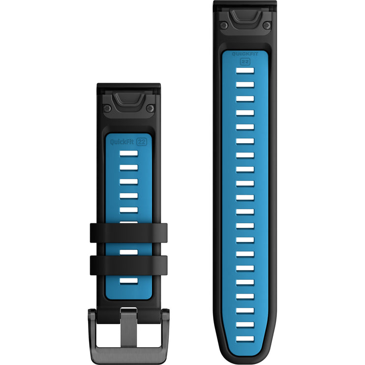 Garmin QuickFit 22 Watch Band – Black/Cirrus Blue Silicone