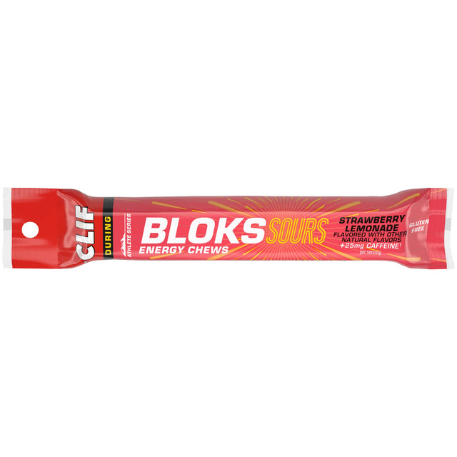 Clif Bloks Energy Chews – Sour Strawberry Lemonade with Caffeine