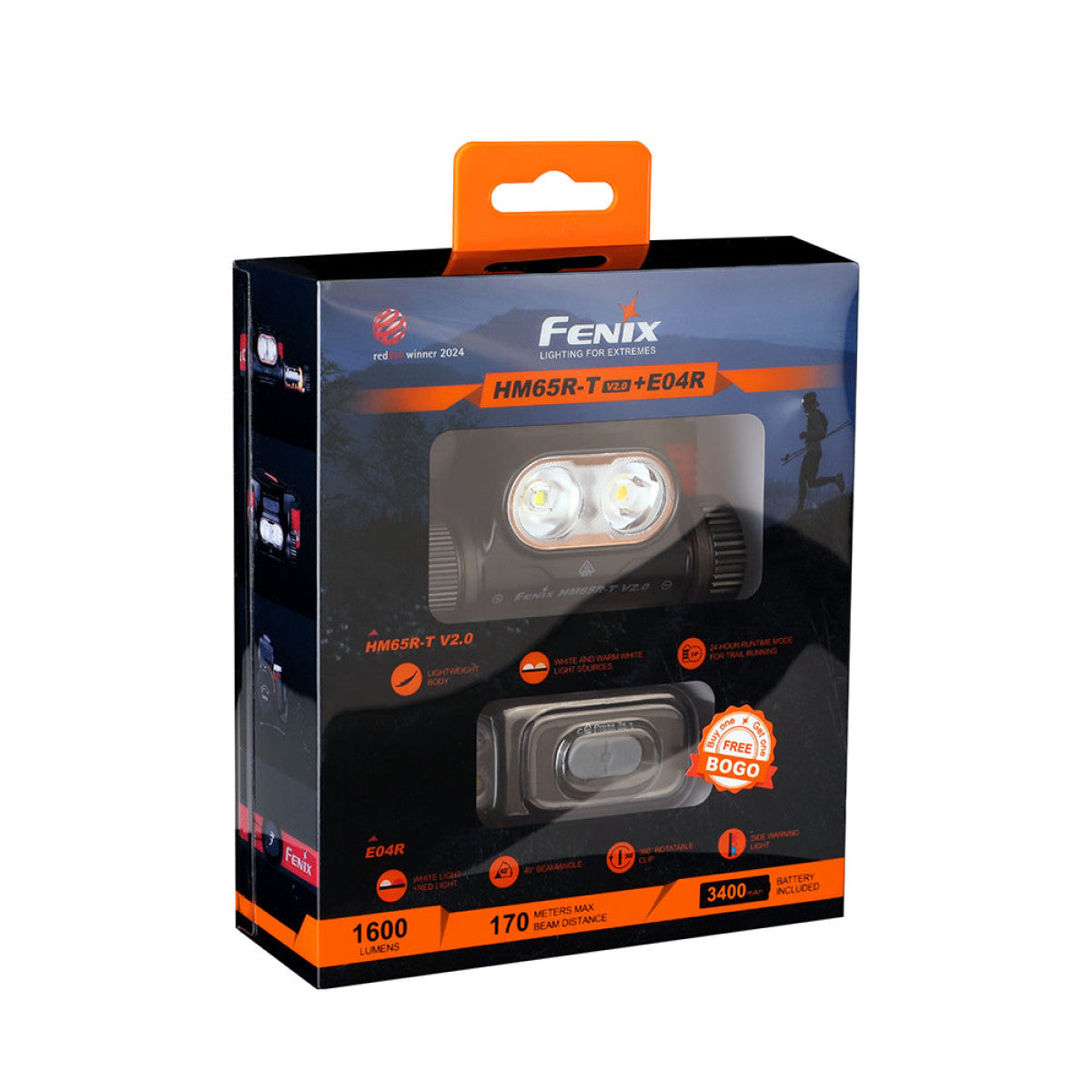 Fenix - Headlamp HM65R-T V2 Black with E04R
