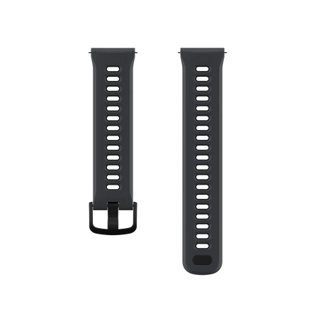 Black silicone band with sweat-wicking grooves and a secure buckle, designed for COROS watches.