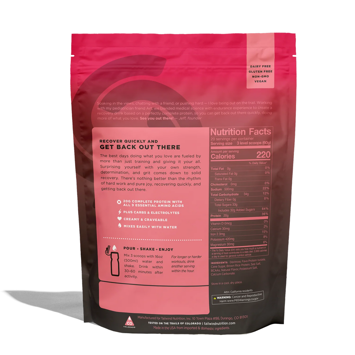 Tailwind Nutrition REBUILD Recovery Drink - Strawberry - 20 Serve
