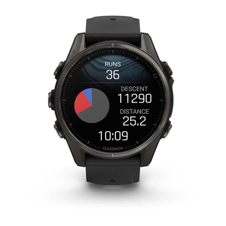 fenix 8 – 43 mm, AMOLED Sapphire, Carbon Grey DLC Titanium with Black/Pebble Grey Silicone Band - Fitness New Zealand
