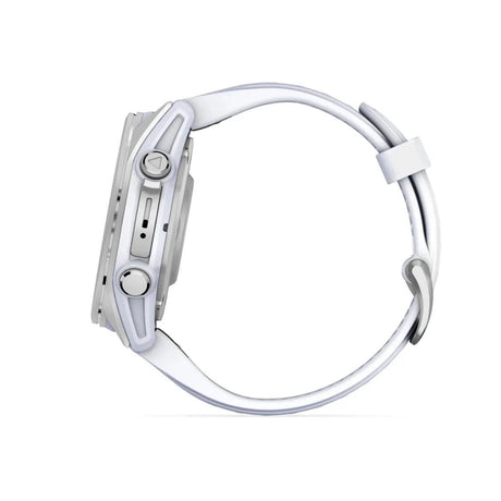 fenix 8 – 43 mm, AMOLED - Silver with Whitestone Silicone Band - Fitness New Zealand