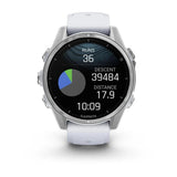 fenix 8 – 43 mm, AMOLED - Silver with Whitestone Silicone Band - Fitness New Zealand