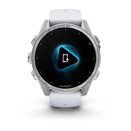 fenix 8 – 43 mm, AMOLED - Silver with Whitestone Silicone Band - Fitness New Zealand