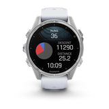 fenix 8 – 43 mm, AMOLED - Silver with Whitestone Silicone Band - Fitness New Zealand