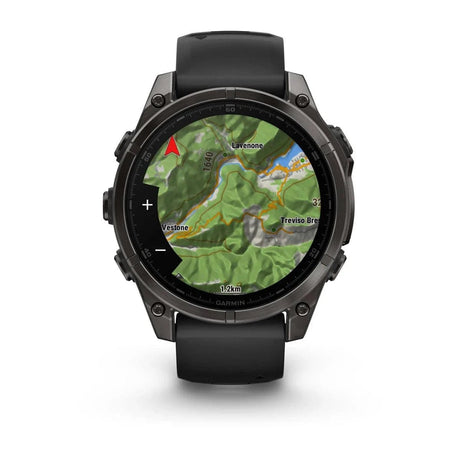 fenix 8 – 47 mm, AMOLED Sapphire, Carbon Grey DLC Titanium with Black/Pebble Grey Silicone Band - Fitness New Zealand