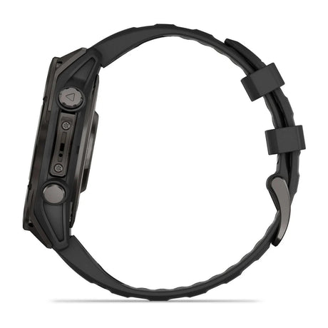 fenix 8 – 47 mm, AMOLED Sapphire, Carbon Grey DLC Titanium with Black/Pebble Grey Silicone Band - Fitness New Zealand