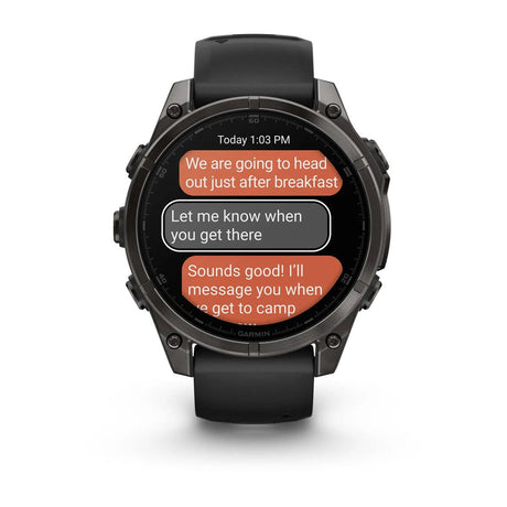 fenix 8 – 47 mm, AMOLED Sapphire, Carbon Grey DLC Titanium with Black/Pebble Grey Silicone Band - Fitness New Zealand
