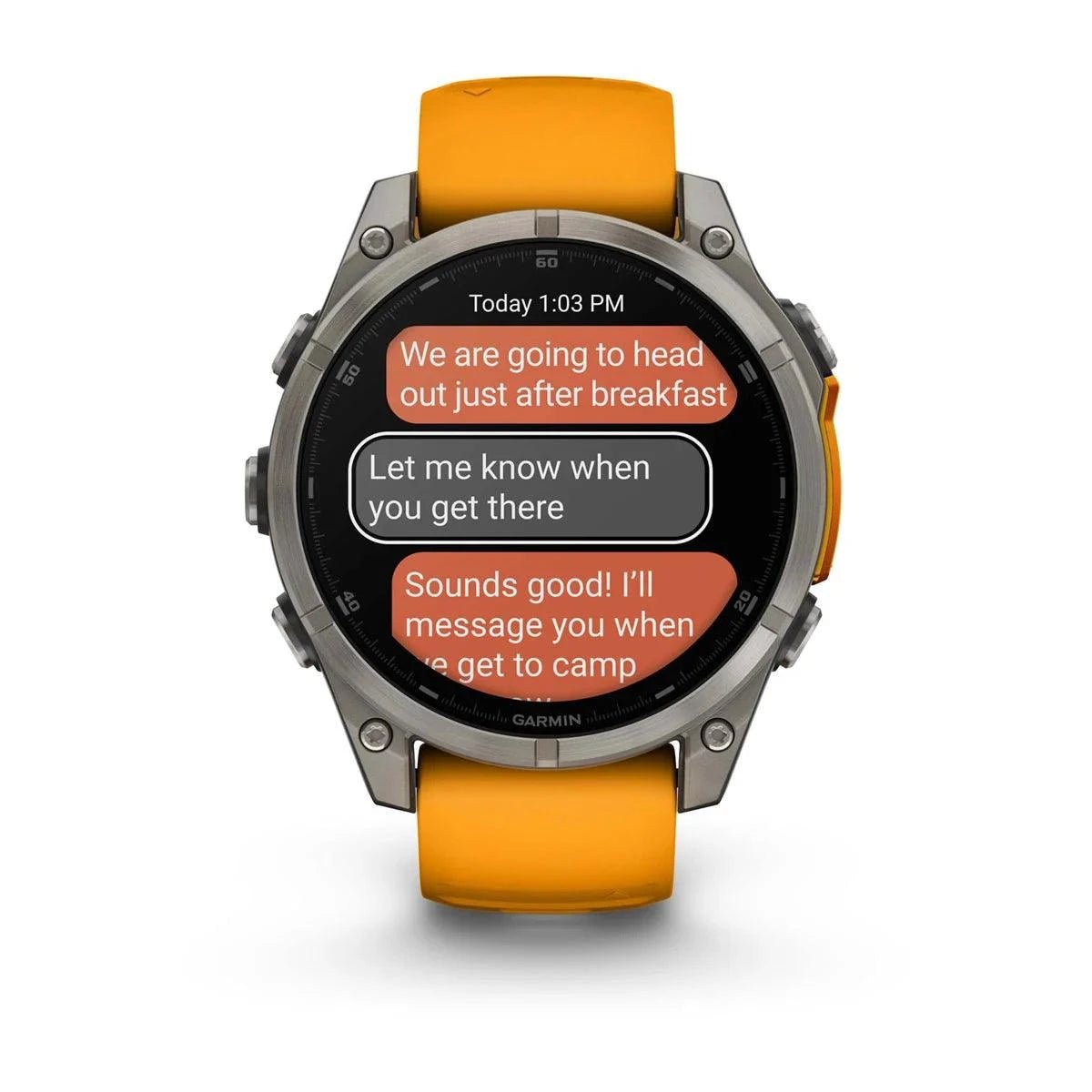 fenix 8 – 47 mm, AMOLED Sapphire, Titanium with Spark Orange/Graphite Silicone Band - Fitness New Zealand