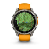 fenix 8 – 47 mm, AMOLED Sapphire, Titanium with Spark Orange/Graphite Silicone Band - Fitness New Zealand