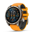 fenix 8 – 47 mm, AMOLED Sapphire, Titanium with Spark Orange/Graphite Silicone Band - Fitness New Zealand