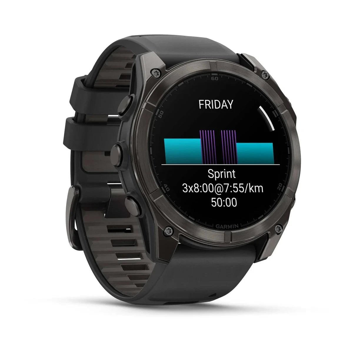 fenix 8 – 51 mm, AMOLED Sapphire, Carbon Grey DLC with Black/Pebble Grey Silicone Band - Fitness New Zealand