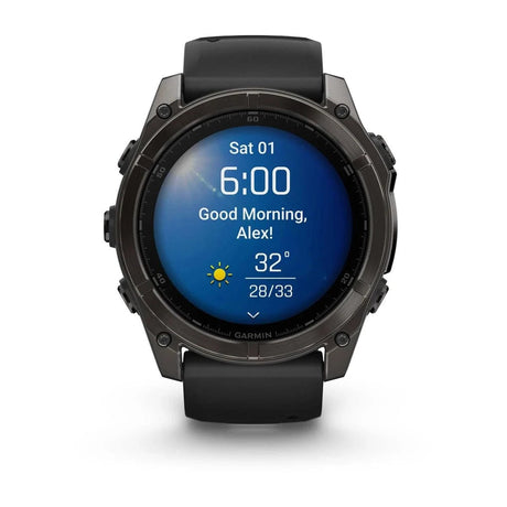 fenix 8 – 51 mm, AMOLED Sapphire, Carbon Grey DLC with Black/Pebble Grey Silicone Band - Fitness New Zealand