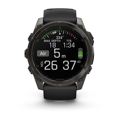 fenix 8 – 51 mm, AMOLED Sapphire, Carbon Grey DLC with Black/Pebble Grey Silicone Band - Fitness New Zealand