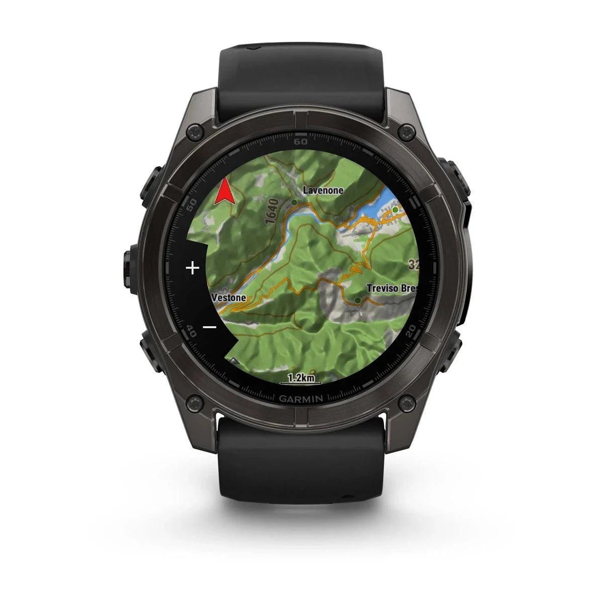 fenix 8 – 51 mm, AMOLED Sapphire, Carbon Grey DLC with Black/Pebble Grey Silicone Band - Fitness New Zealand