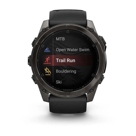 fenix 8 – 51 mm, AMOLED Sapphire, Carbon Grey DLC with Black/Pebble Grey Silicone Band - Fitness New Zealand