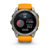 fenix 8 – 51 mm, AMOLED Sapphire, Titanium with Spark Orange/Graphite Silicone Band - Fitness New Zealand