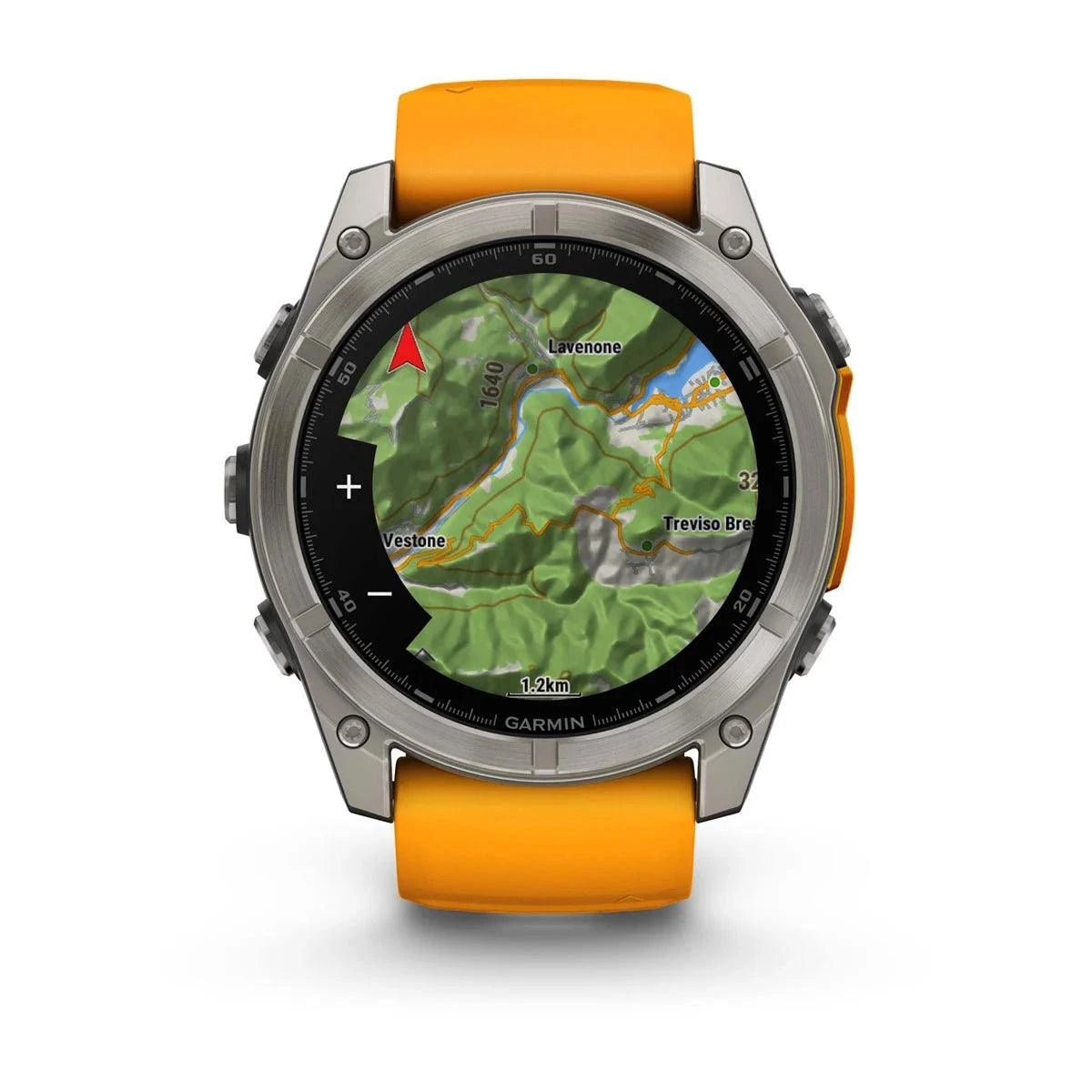 fenix 8 – 51 mm, AMOLED Sapphire, Titanium with Spark Orange/Graphite Silicone Band - Fitness New Zealand