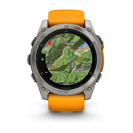 fenix 8 – 51 mm, AMOLED Sapphire, Titanium with Spark Orange/Graphite Silicone Band - Fitness New Zealand