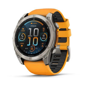 fenix 8 – 51 mm, AMOLED Sapphire, Titanium with Spark Orange/Graphite Silicone Band - Fitness New Zealand